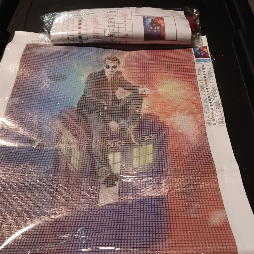 Colorful TARDIS And Good Omens David Tennent Diamond Painting Kit 30x40